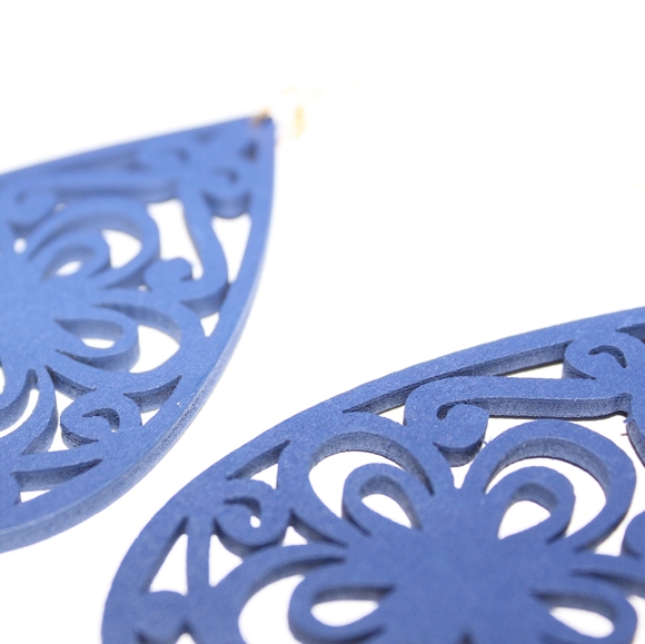 *2 for $15* Cobalt Blue Light Wood Drop Earrings - Picture 5 of 5